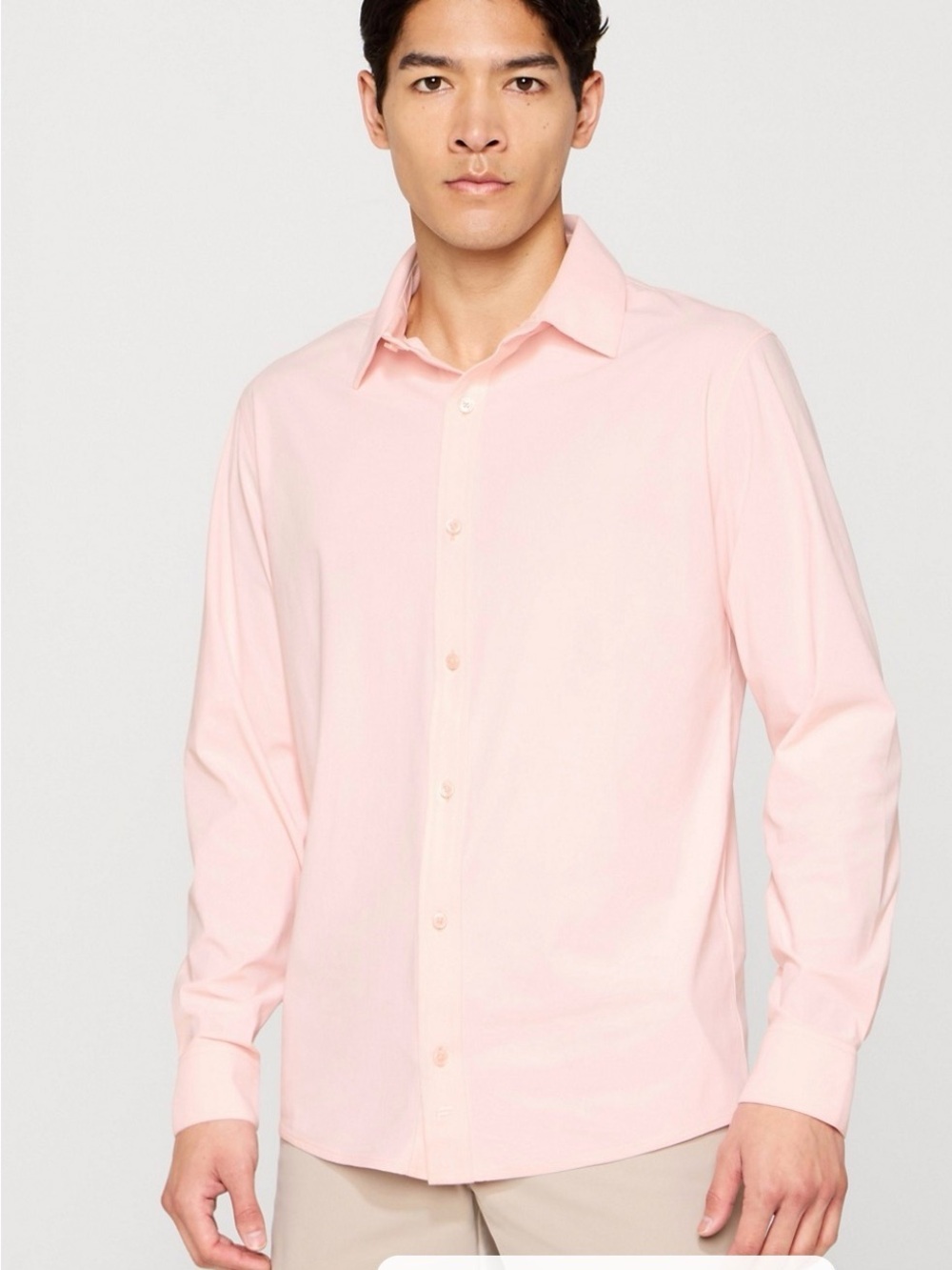 Fabletics The Don Performance Button Up Shirt Men's Large Pink Salt Stretch EUC